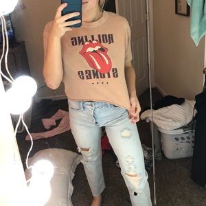 Rolling stones cropped graphic tee